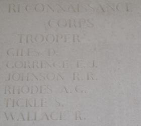 Men of the Reconnaissance Corps listed on the Groesbeek Memorial