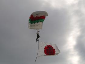 Portuguese Military Freefall display teamjumping at XXX NATO Inter Parachute Schools Competition
