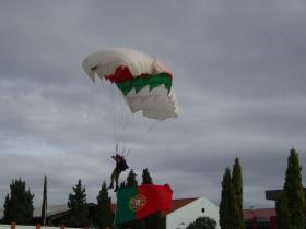 Portuguese Military Freefall display team jumping at XXX NATO Inter Parachute Schools Competition