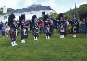 Pipers at a Trebah Military Day Commemoration
