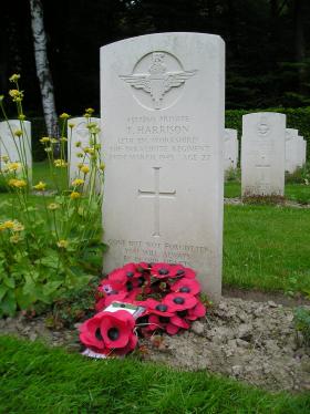 Gravestone of T Harrison, Reichswald Forest War Cemetery, May 2010.