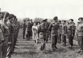 Col Pine-Coffin escorting the King & Queen during an inspection of 7 Bn, 1943