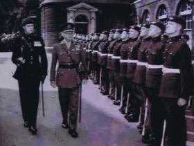 Soldiers presented to Field Marshal Montgomery by Lt Col Corbould, Lancaster House, London, 1958