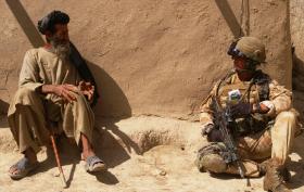 Talking to the locals in Maywand, Afghanistan April 2008