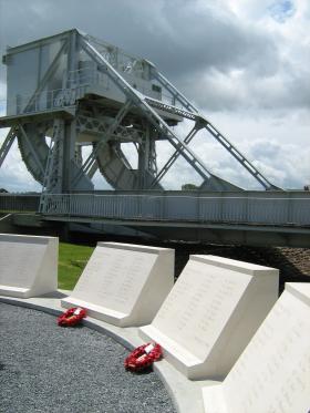 The original Pegasus Bridge, with new memorial dedications, June 2009