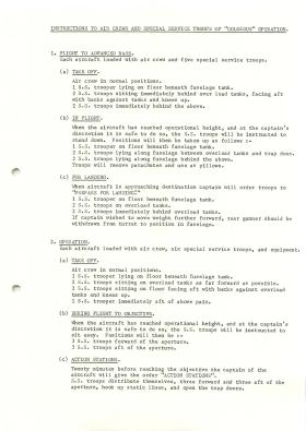 Instructions to air crews and troops of Operation Colossus.