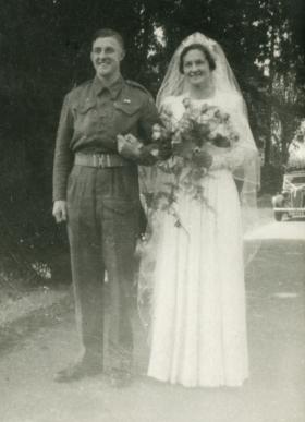Wedding photo for Sergeant Henry Parkinson, St Albans, 1944