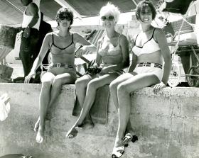 Wives enjoy the sun during the 3 PARA Regatta at St. Georges Bay, Malta, 1969