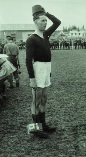 Ted Dent during the 2nd Parachute Battalion Christmas Football match, Palestine, Dec 1946