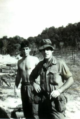 'Taff' Jones and Sgt Allen 'Taff' Alderman, 16 Para Heavy Drop Coy RAOC, 2 PARA Helipad, Borneo, 1965. 