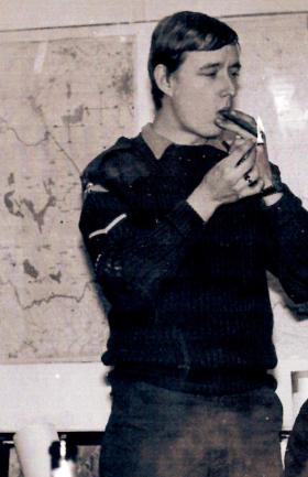 L/Cpl Burns at Forkhill, Northern Ireland, minutes before Mid Night, New Years Eve 1979.