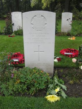 Headstone of Cpl William Adams, Oosterbeek War Cemetery, 2009.