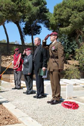 Dedication Ceremony for the new headstone of Pte Alan Walton, Pembroke Cemetery, Malta 12 April 2013.