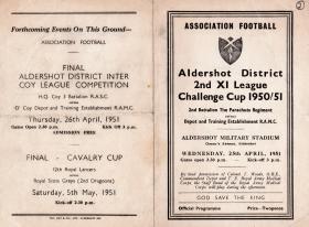 Aldershot 2nd XI League Challenge Cup 1950/51 2 PARA V RAMC.