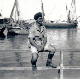 Pte Alex Dunbar, ferry crossing point to Sinai Desert, Egypt 1951. 