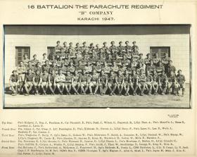 Group photograph of B Coy 16th Battalion, Karachi, 1947.