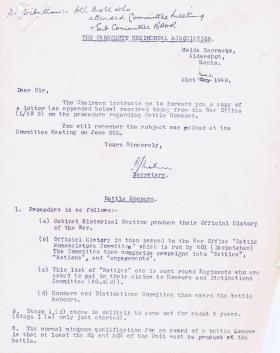 Procedure of Battle Honours, 21 June 1948