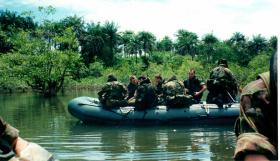 12 Platoon, D Coy Group, 2 PARA, boat patrols in Sierra Leone, May 2000.