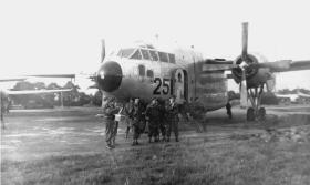 Members of D Coy 14 PARA around a USAF Fairchild C119 Boxcar.