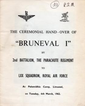 The ceremonial handover of Bruneval I from 2 PARA to the RAF, 1962.