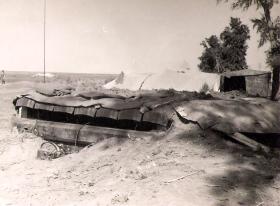 C Troop Command Post strengthened with sleepers from nearby railway track, El Cap 1956