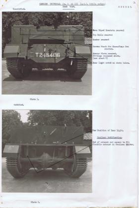 Document detailing the modifications required for the rear of the Universal Carrier, AFDC, 1944.