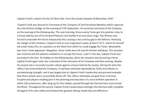 Captain Frank’s citation for the US Silver Star, from the London Gazette 14 November 1947.