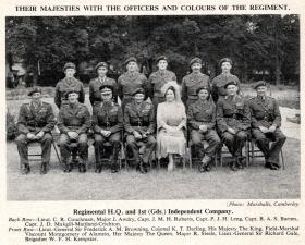 The King and Queen with senior officers and officers of RHQ PARA, Aldershot 19 July 1950.