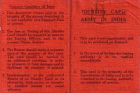 Cuthbert 'Ted' Hastings Indian Army ID Card 1946