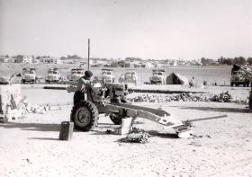 A 25 Pounder of 33 Para Field Regiment at the Gun Park, Kernia Camp Cyprus, 1956