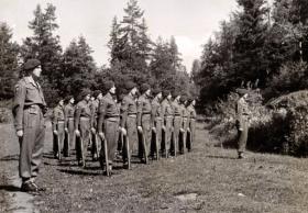 Members of 591 (Antrim) Parachute Squadron RE on parade, Norway c1945.