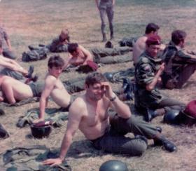 Members of 16 Lincoln Coy getting a tan in Germany, 1970s