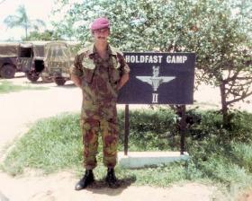 Pte Colin Davies at Holdfast Barracks, Belize, 1983.