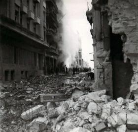 A street destroyed after fighting.