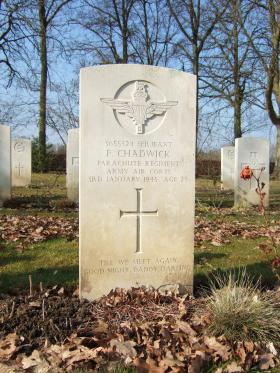 Grave of Sgt Frank Chadwick, Hotton War Cemetery, Belgium, 2015.