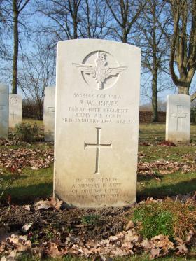 Grave of Cpl Reginald W Jones, Hotton War Cemetery, Belgium, 2015. 
