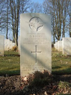 Grave of Pte Daniel Regan, Hotton War Cemetery, Belgium, 2015.
