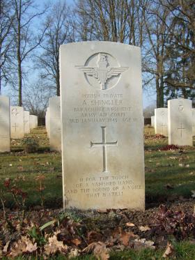 Grave of Pte Alfred Shingler, Hotton War Cemetery, Belgium, 2015. 