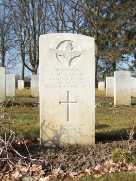 Grave of Pte Thomas M Meyer, Hotton War Cemetery, Belgium, 2015. 
