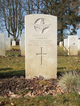 Grave of Pte John Morris, Hotton War Cemetery, Belgium, 2015. 