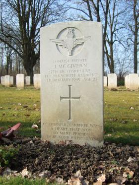 Grave of Pte Joseph McGivern, Hotton War Cemetery, Belgium, 2015. 