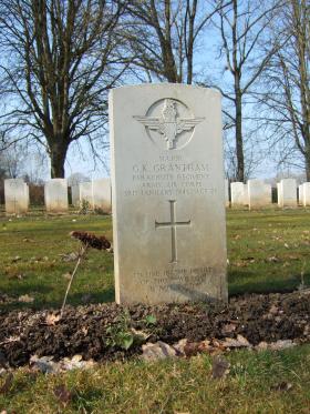 Grave of Maj George K Grantham, Hotton War Cemetery, Belgium, 2015.