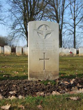 Grave of Pte Anselm Snelham, Hotton War Cemetery, Belgium, 2015. 