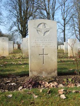 Grave of Sgt Arthur H McGrath, Hotton War Cemetery, Belgium, 2015. 