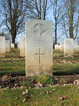 Grave of Pte Peter Wotton, Hotton War Cemetery, Belgium, 2015.