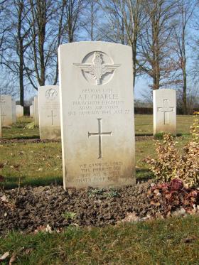 Grave of L/Cpl A F T Charles, Hotton War Cemetery, Belgium, March 2015.