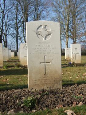 Grave of Pte Aubrey R Carden, Hotton War Cemetery, Belgium, 2015.