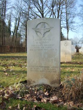 Grave of Pte Dennis Kenny, Hotton War Cemetery, Belgium, 2015. 
