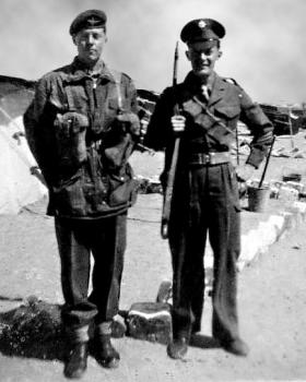 John Finn on the left, Irish Guard, Egypt, c1951.