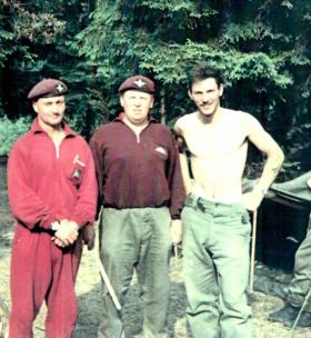 Three members of 15 PARA, Reichswald Forest, Germany, date unknown.